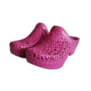 DANSKO sz 38 US 7.5-8 Pippa HOT BARBIE PINK Molded CLOGS Open Back Shoes Heels